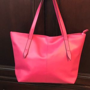Hot Pink Faux Leather Tote